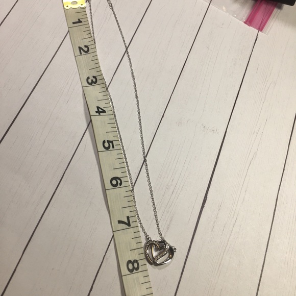 925 Sterling Silver Interlocking Hearts w/ crystal - Picture 6 of 8